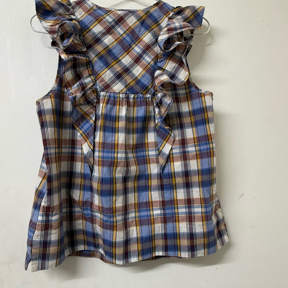 J. Crew Multicolor Plaid Ruffle Blouse - Picture 10 of 13